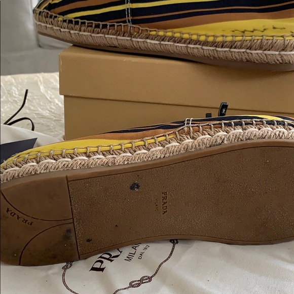 Prada espadrilles in black/brown/yellow stripes - Picture 5 of 6